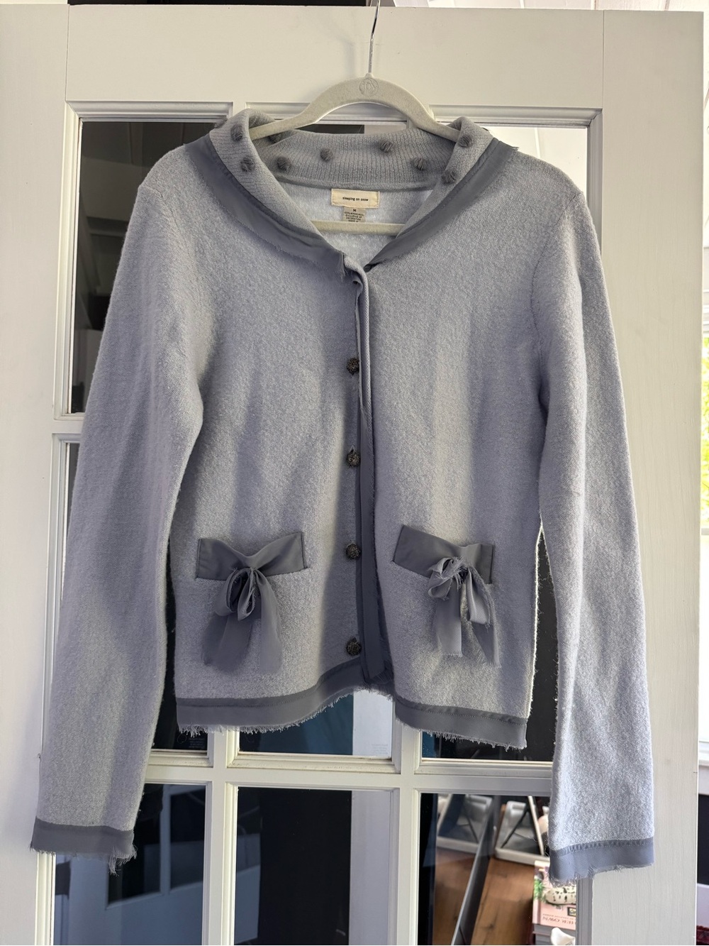 Anthropologie Bow-Accent Button Cardigan